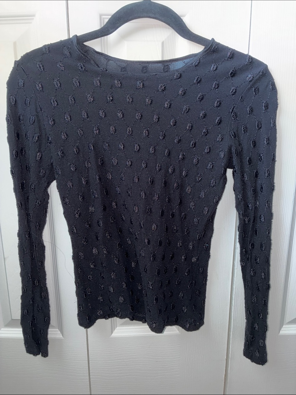 Hanky Panky Black Textured Dot Long Sleeve Top